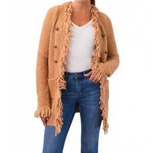 NEW FDJ fringed cardigan coat in camel